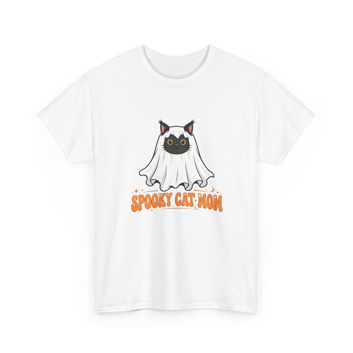 Spooky Cat Mom Halloween T-Shirt - Ghost Cat Black Cat Tee