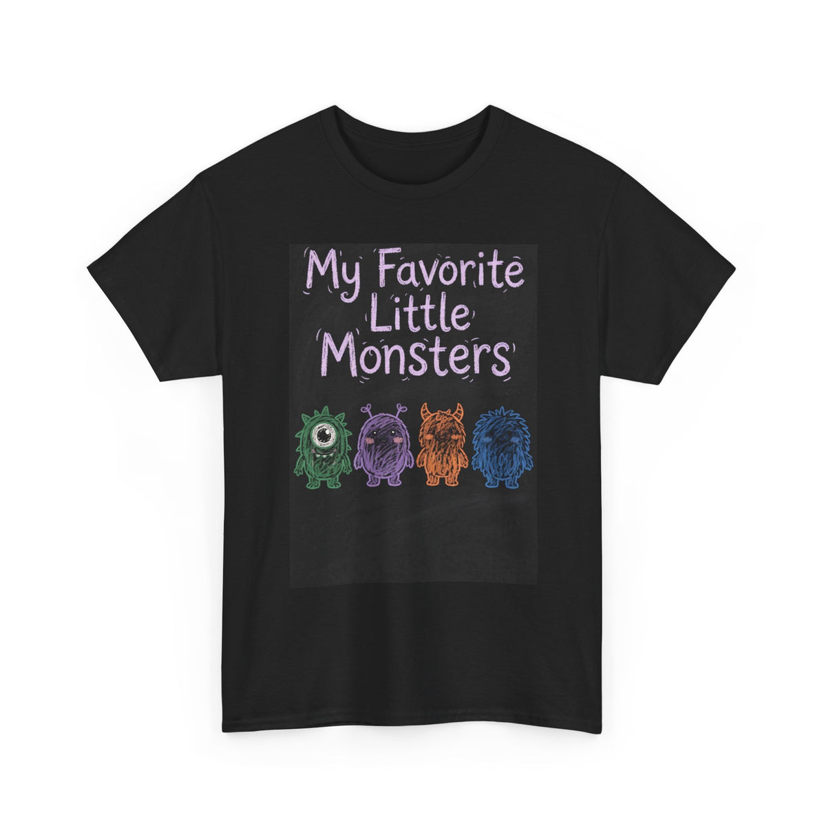My Favorite Little Monsters Halloween T-Shirt - Chalk Monsters Black Tee