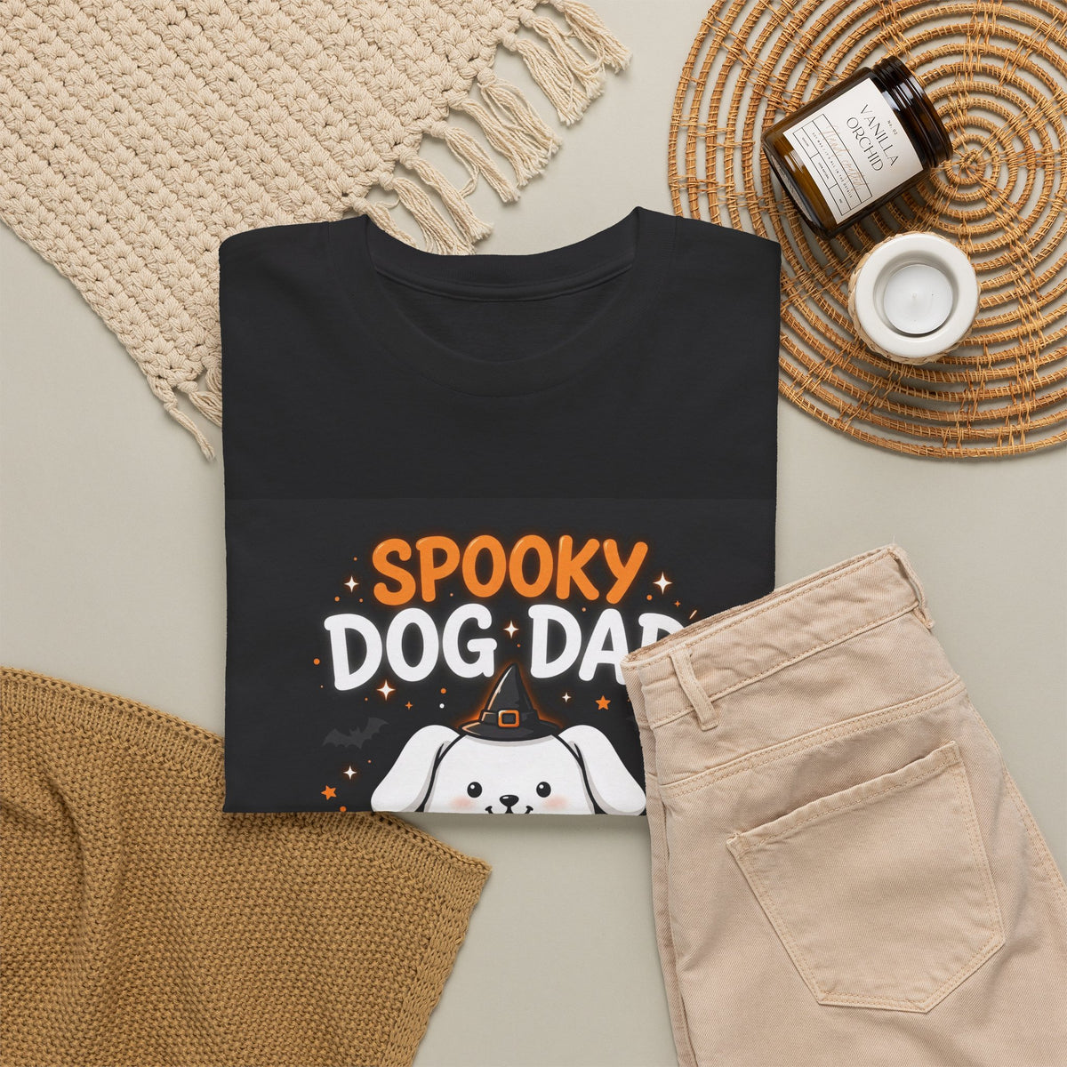 Spooky Dog Dad Halloween T-Shirt Black - Cute Ghost Dog Tee