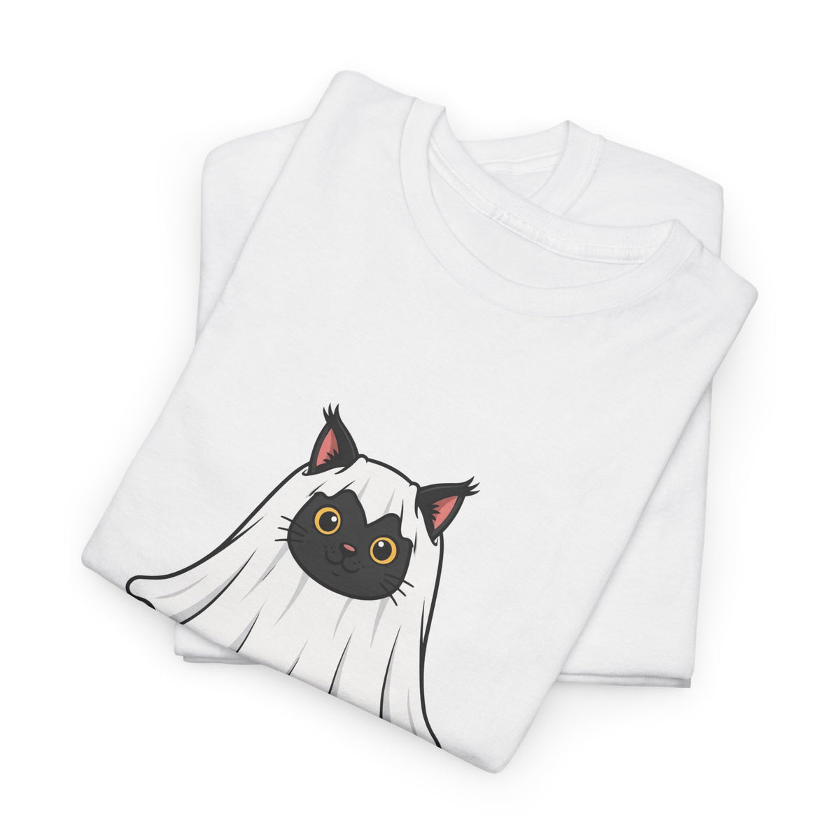Spooky Cat Mom Halloween T-Shirt - Ghost Cat Black Cat Tee