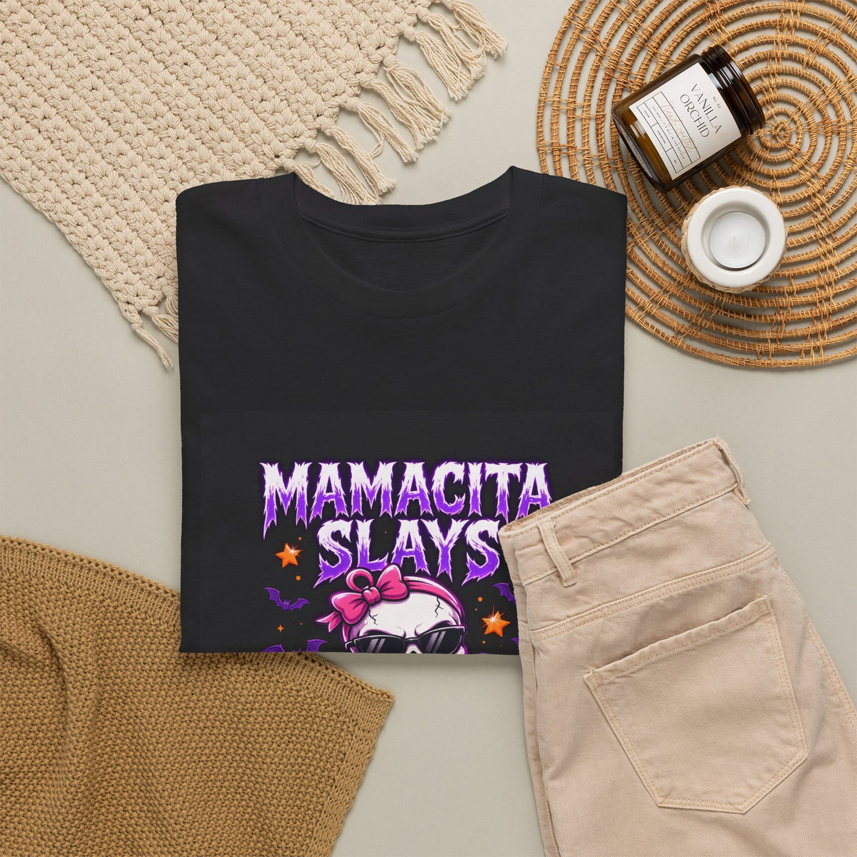 Mamacita Slays Halloween T-Shirt Black - Badass Skeleton Mamacita Tee