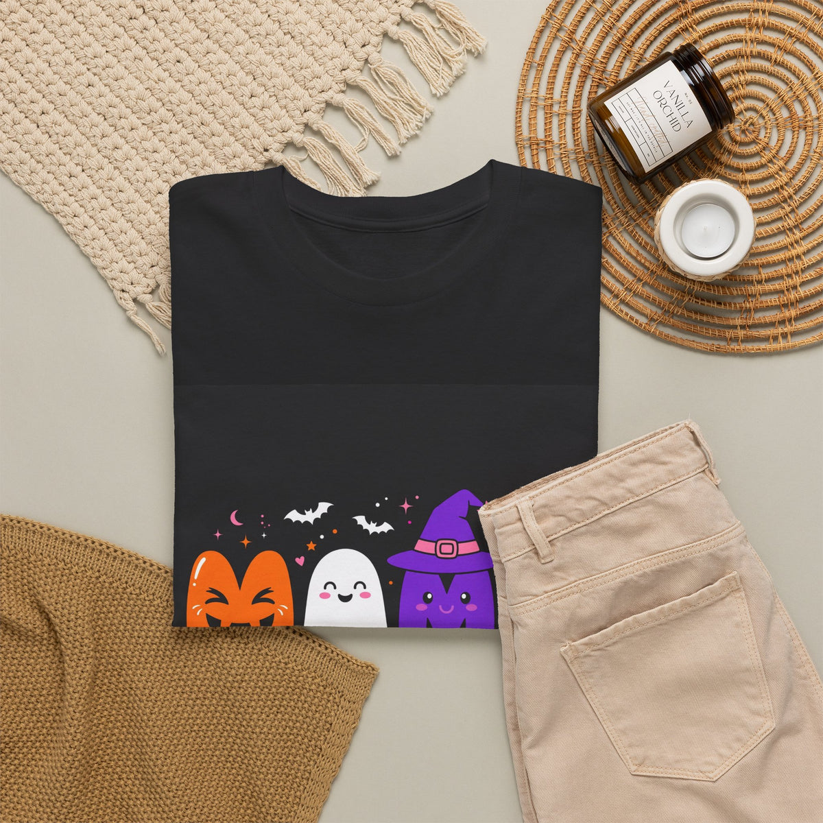 Halloween Mama Letters T-Shirt Black - Spooky Mama Icons Tee