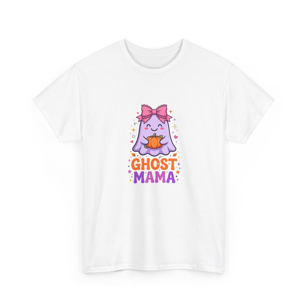 Ghost Mama Halloween T-Shirt - Cute Pink Bow Ghost Tee
