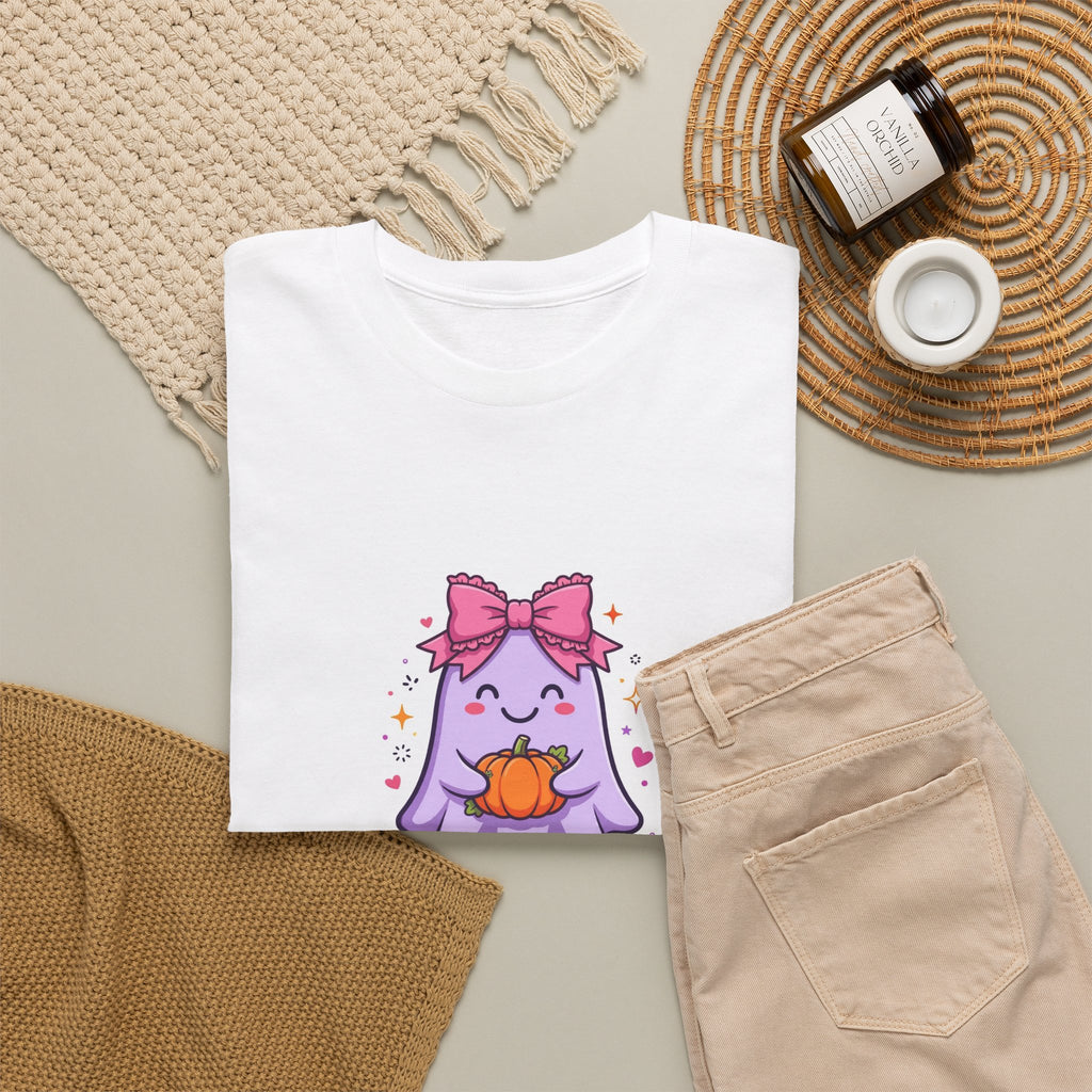 Ghost Mama Halloween T-Shirt - Cute Pink Bow Ghost Tee