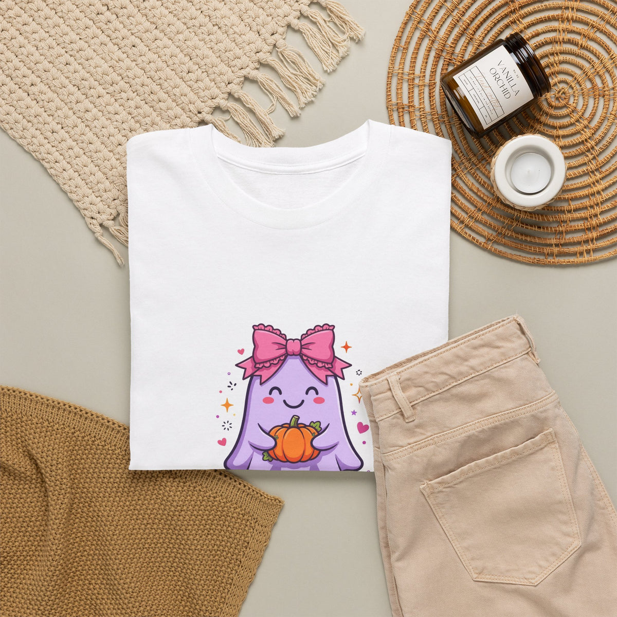 Ghost Mama Halloween T-Shirt - Cute Pink Bow Ghost Tee