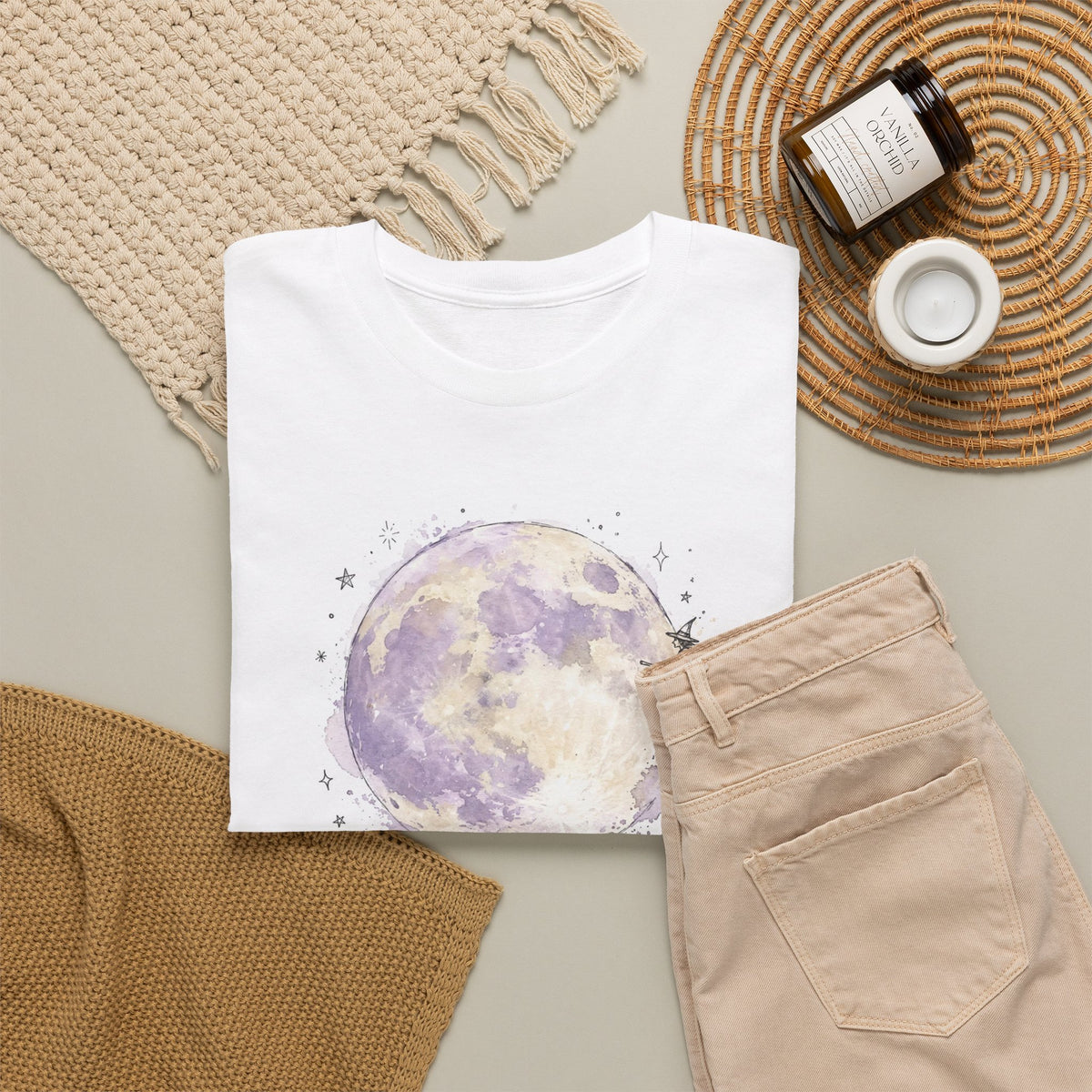 Witch Mama Halloween T-Shirt - Watercolor Moon Tee