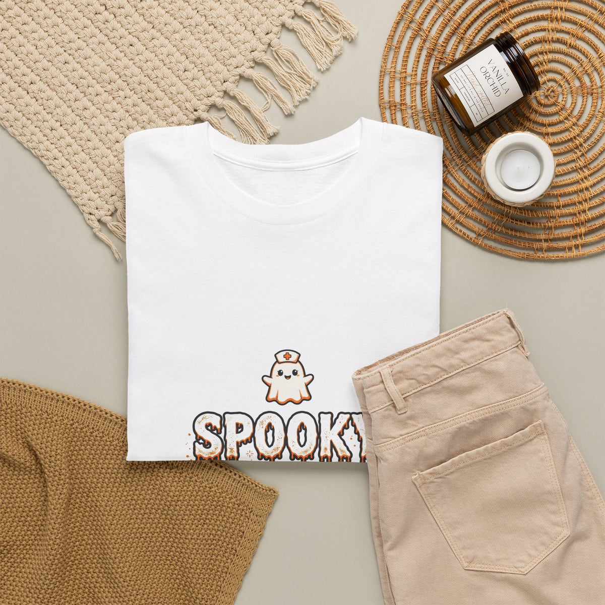 Spooky Nurse Halloween T-Shirt - Cute Ghost Nurse Tee