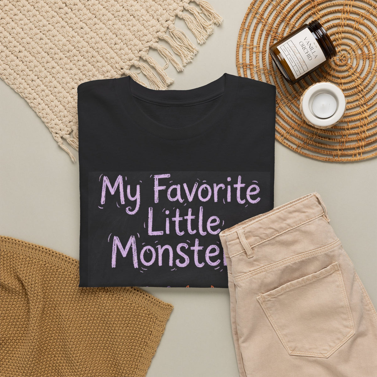 My Favorite Little Monsters Halloween T-Shirt - Chalk Monsters Black Tee