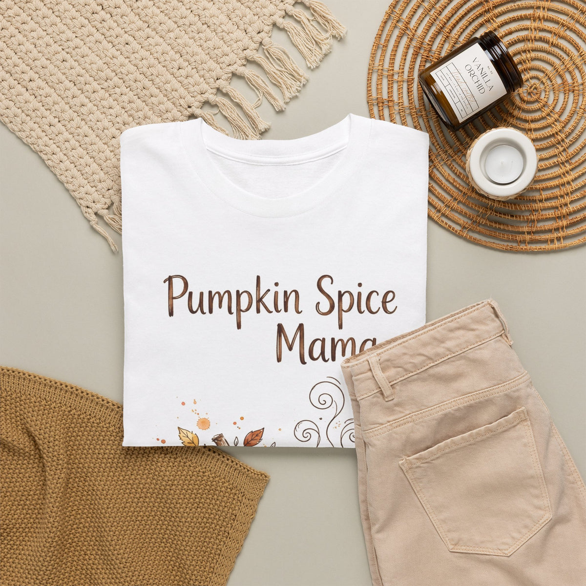 Pumpkin Spice Mama Halloween T-Shirt - Watercolor Coffee Tee