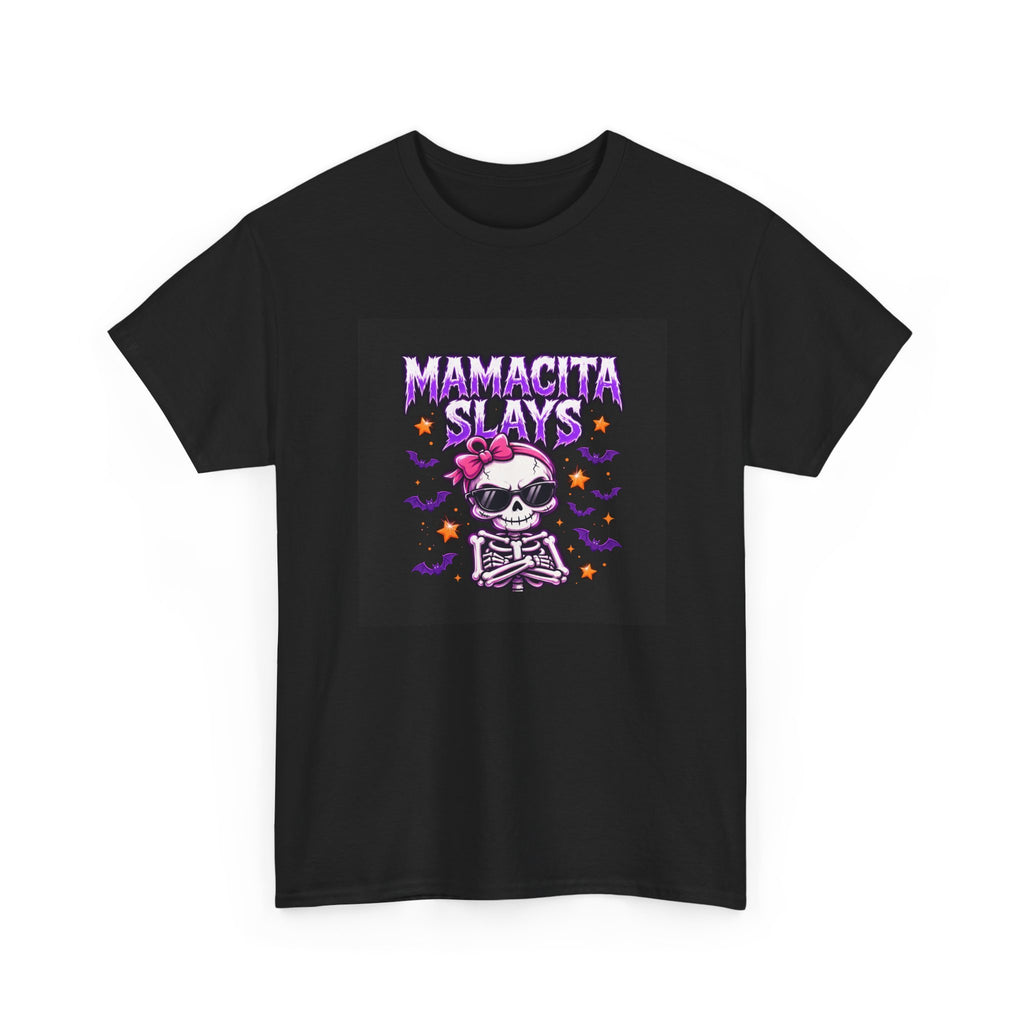 Mamacita Slays Halloween T-Shirt Black - Badass Skeleton Mamacita Tee