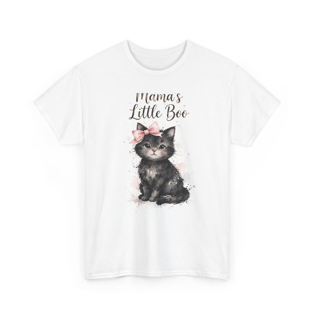 Mama's Little Boo Halloween T-Shirt - Watercolor Cat Tee