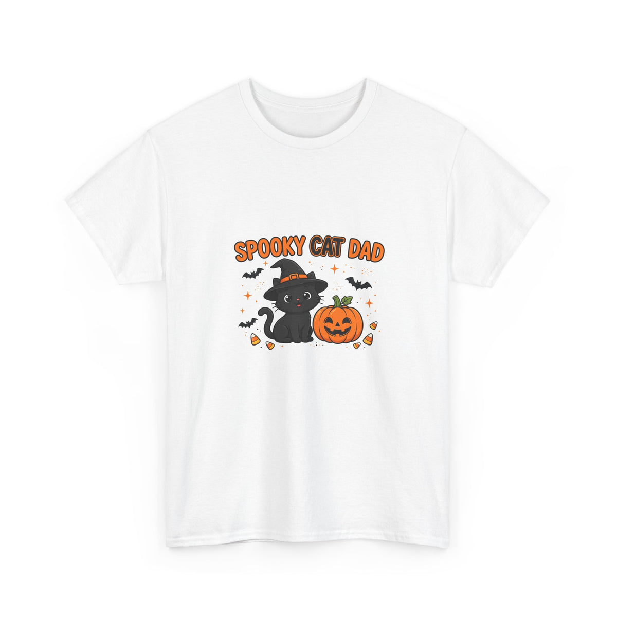 Spooky Cat Dad Halloween T-Shirt - Funny Witch Cat Tee