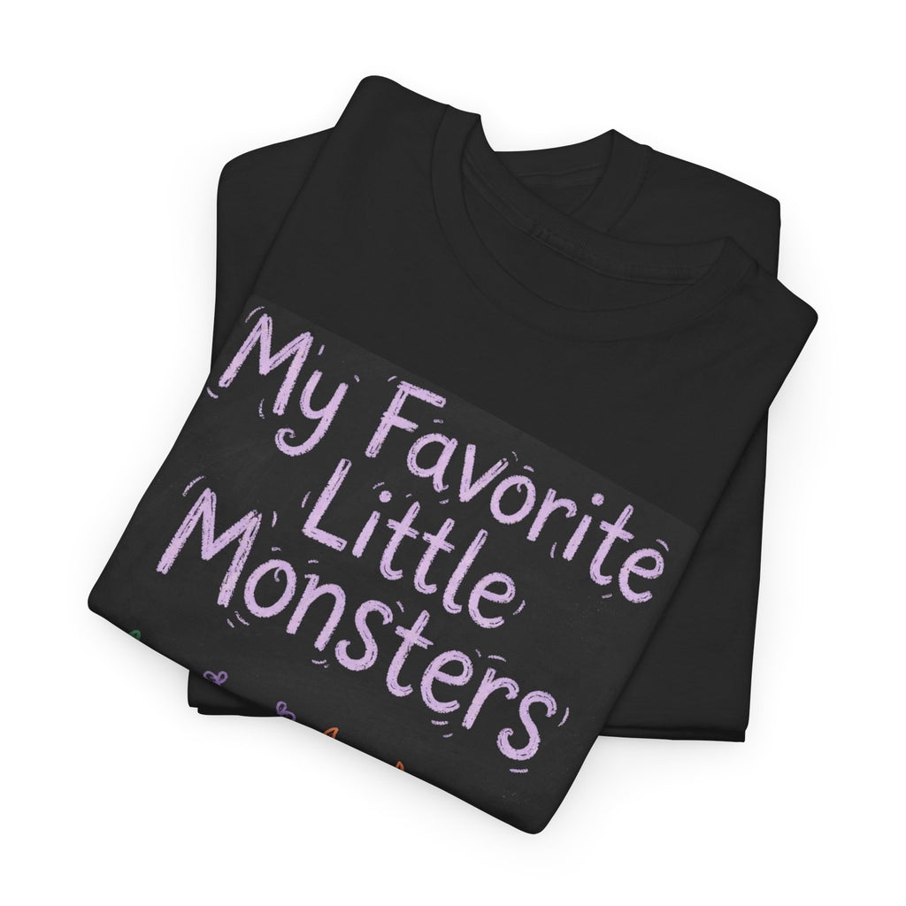 My Favorite Little Monsters Halloween T-Shirt - Chalk Monsters Black Tee