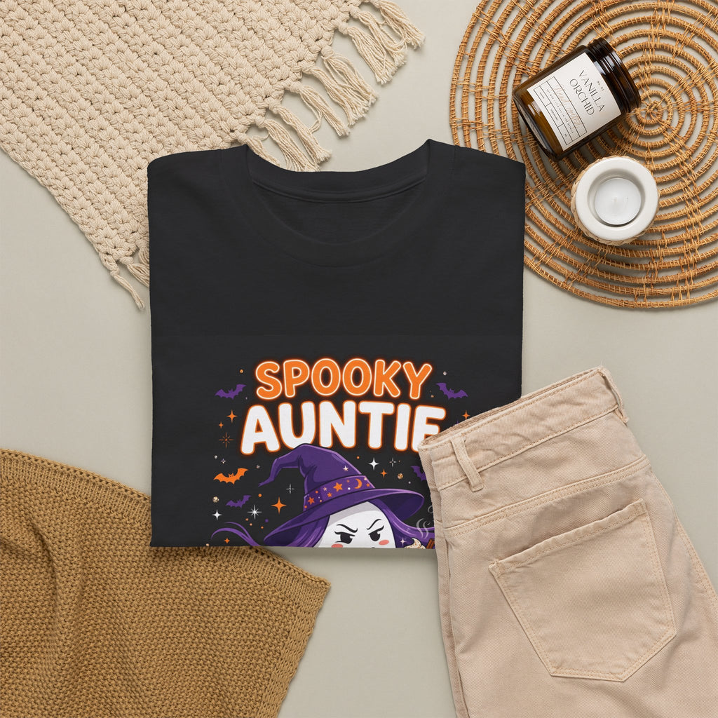 Spooky Auntie Halloween T-Shirt Black - Sassy Witch Ghost Tee