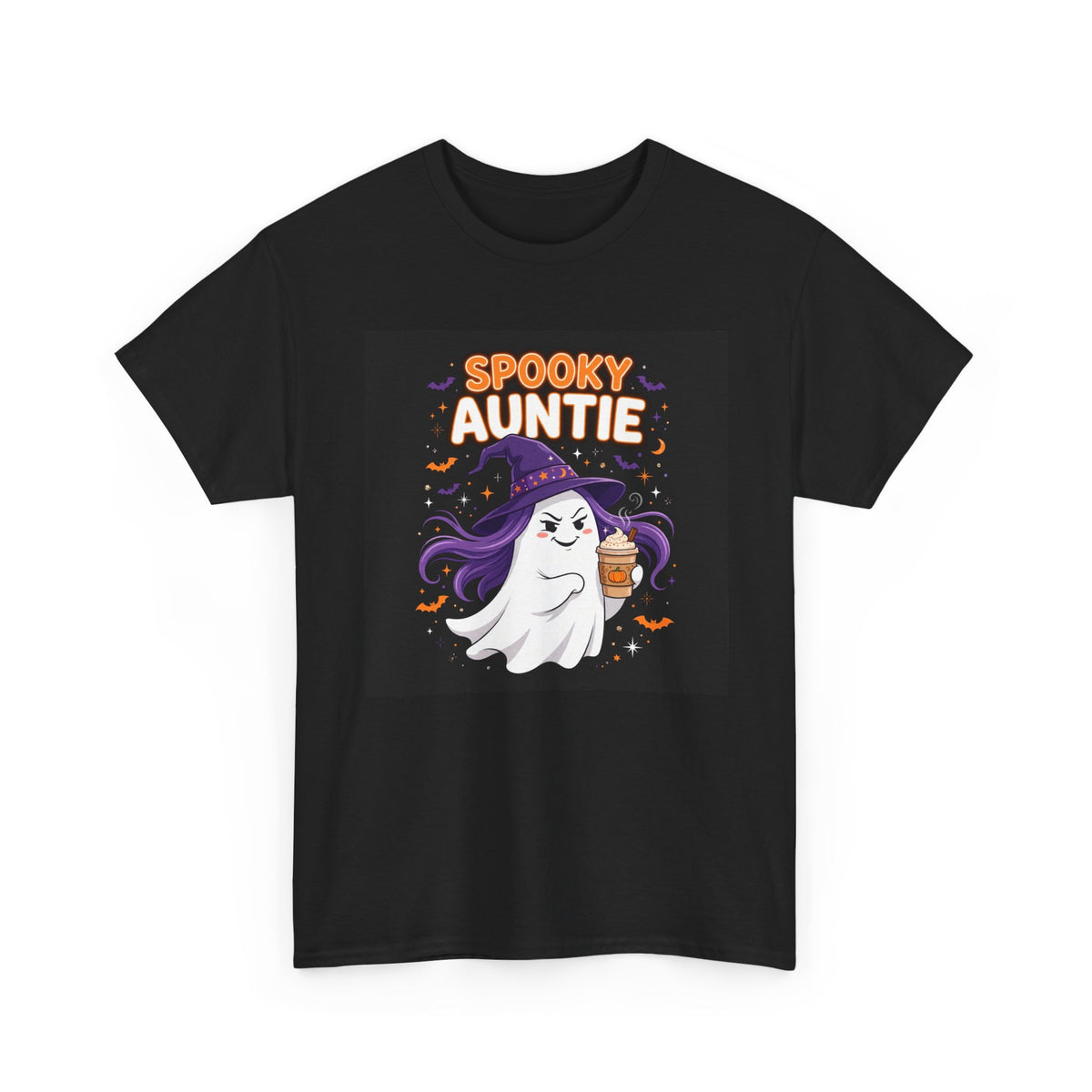 Spooky Auntie Halloween T-Shirt Black - Sassy Witch Ghost Tee
