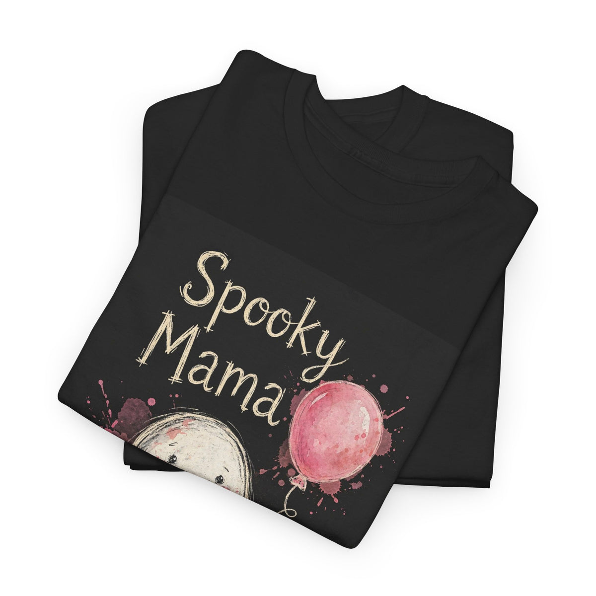 Spooky Mama Halloween T-Shirt - Chalk Ghost Black Tee