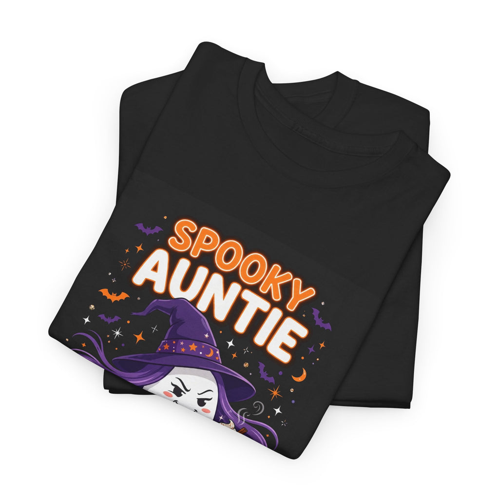 Spooky Auntie Halloween T-Shirt Black - Sassy Witch Ghost Tee