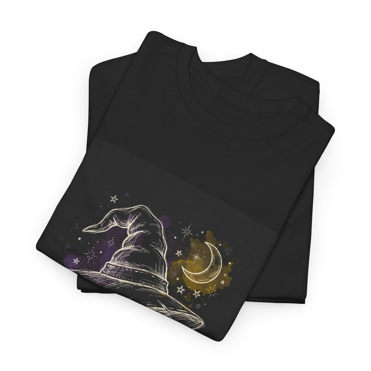 Spooky Grannie Halloween T-Shirt - Chalk Witch Hat Black Tee