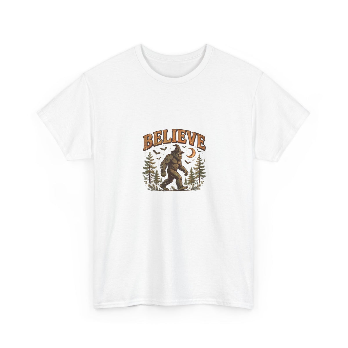 Believe Halloween T-Shirt - Bigfoot Witch Hat Tee