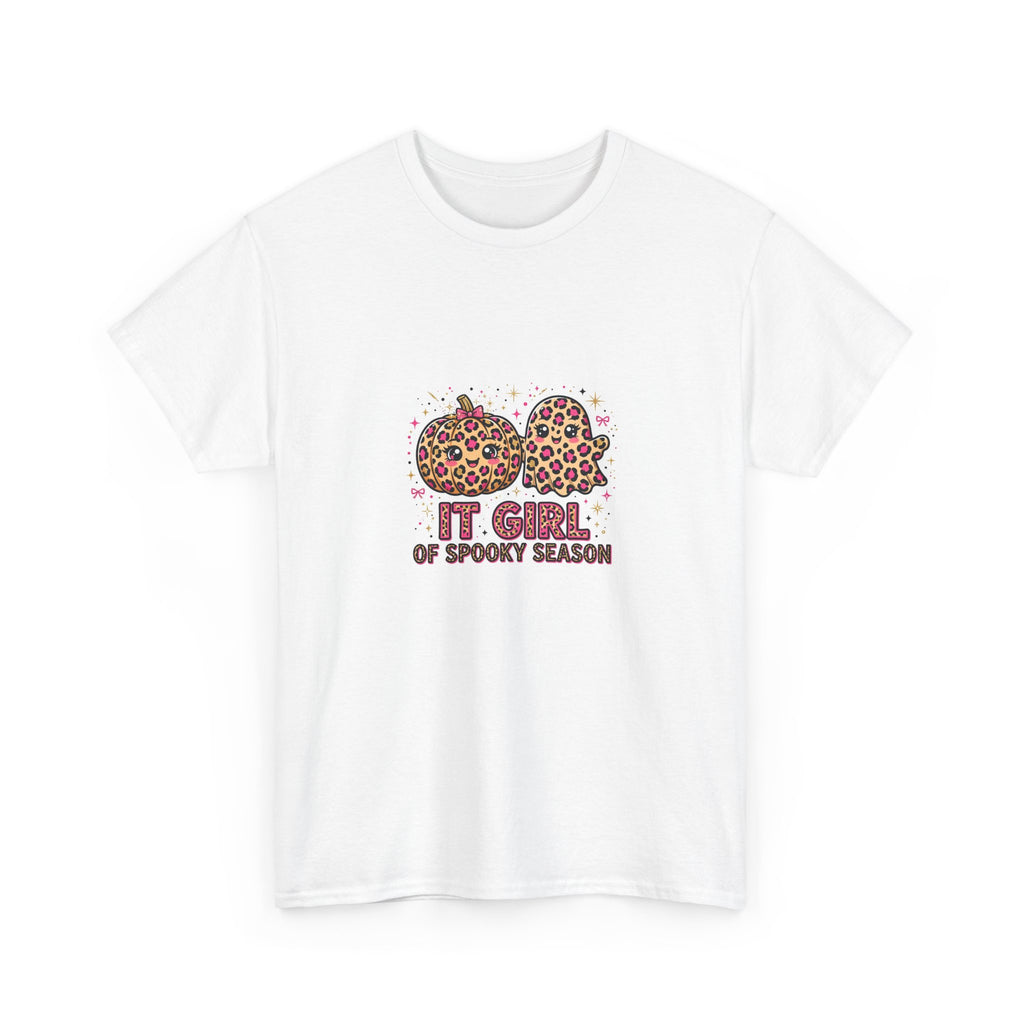 It Girl of Spooky Season Halloween T-Shirt - Leopard Pumpkin Tee